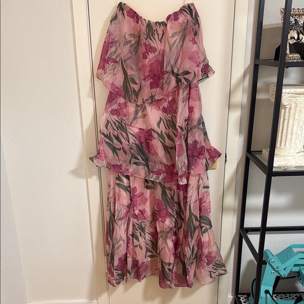 Petal and Pup Maxi Floral Pink Strapless Dress